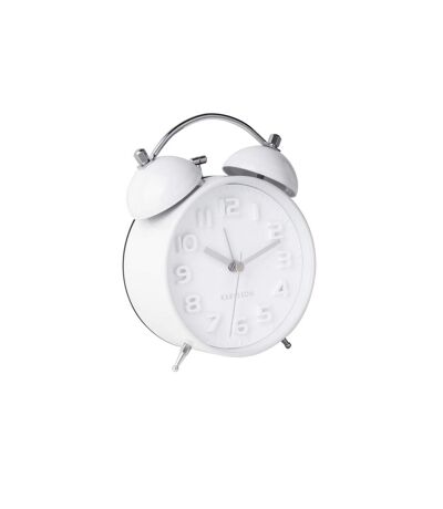 Horloge réveil rétro Mr. White - Diam. 11 cm - Blanc