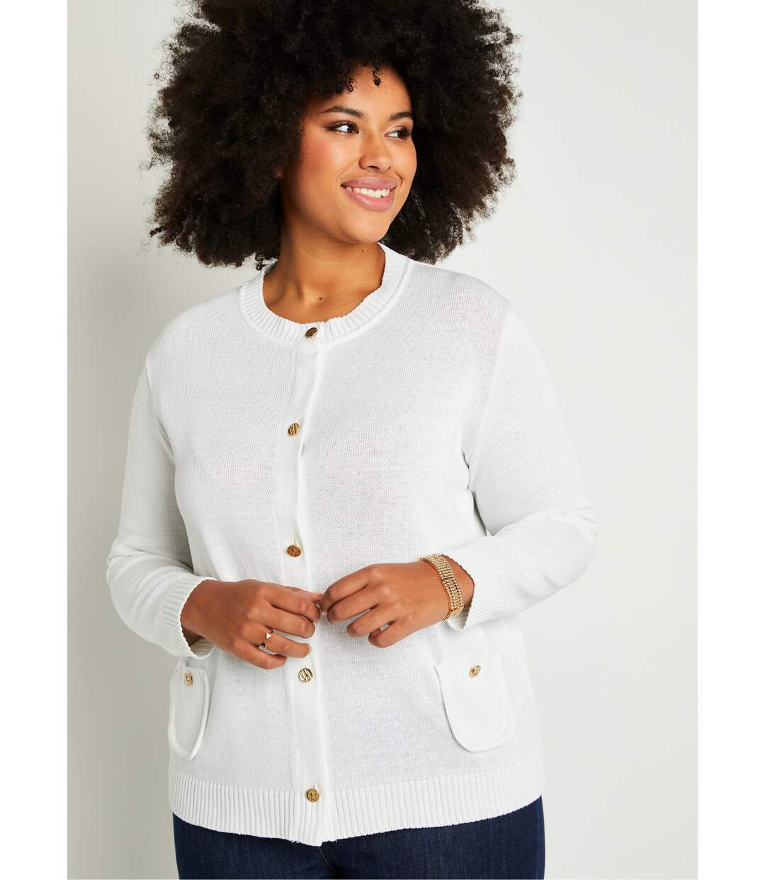 Gilet cardigan court boutonné-4