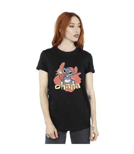 Disney Femmes/Les femmes Lilo And Stitch Ohana Pineapple Cotton Boyfriend T-Shirt (Noir) - UTBI30198
