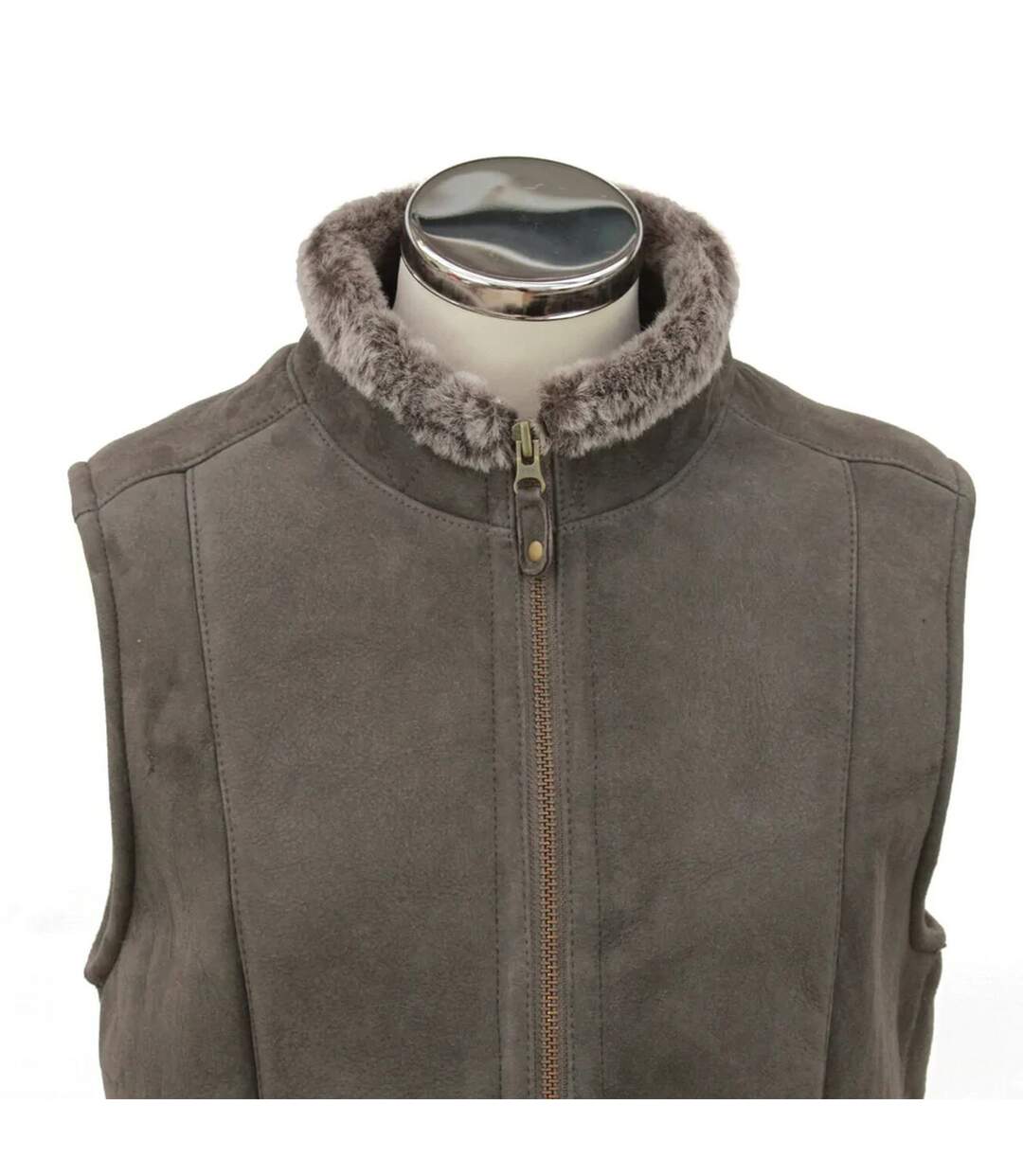 Womens/ladies gilly sheepskin gilet dark vizon Eastern Counties Leather-3