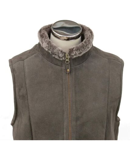 Womens/ladies gilly sheepskin gilet dark vizon Eastern Counties Leather