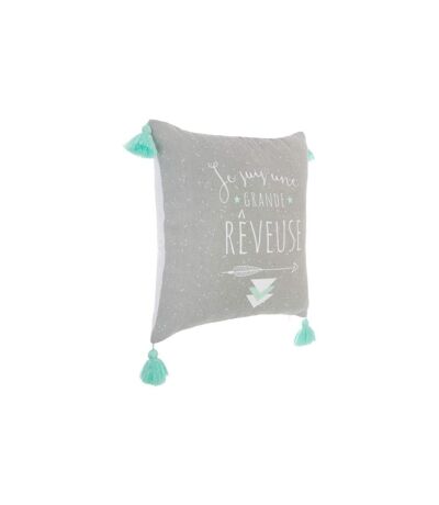 Coussin Déco 4 Pompons 40x40cm Gris