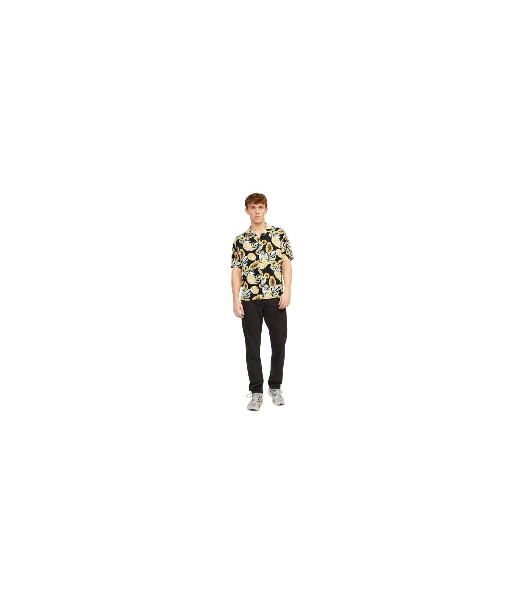 Mens Tampa Papaya Regular Short-sleeved Shirt Black Jack And Jones-1