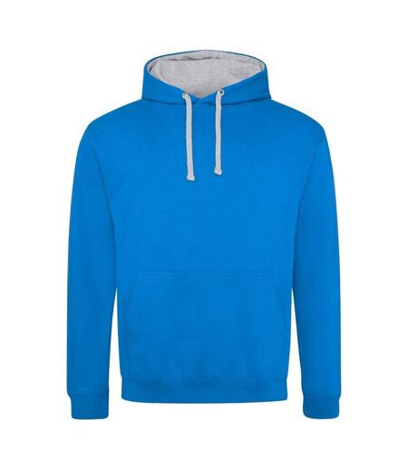 Sweat À Capuche Varsity Adulte Bleu Saphir Gris Chiné Awdis