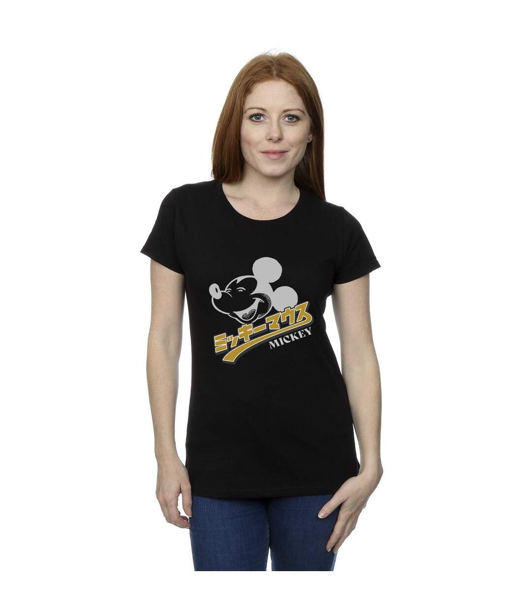 Disney T-shirt en coton japonais Mickey Mouse Femme/Femme (Noir) - UTBI33212-2