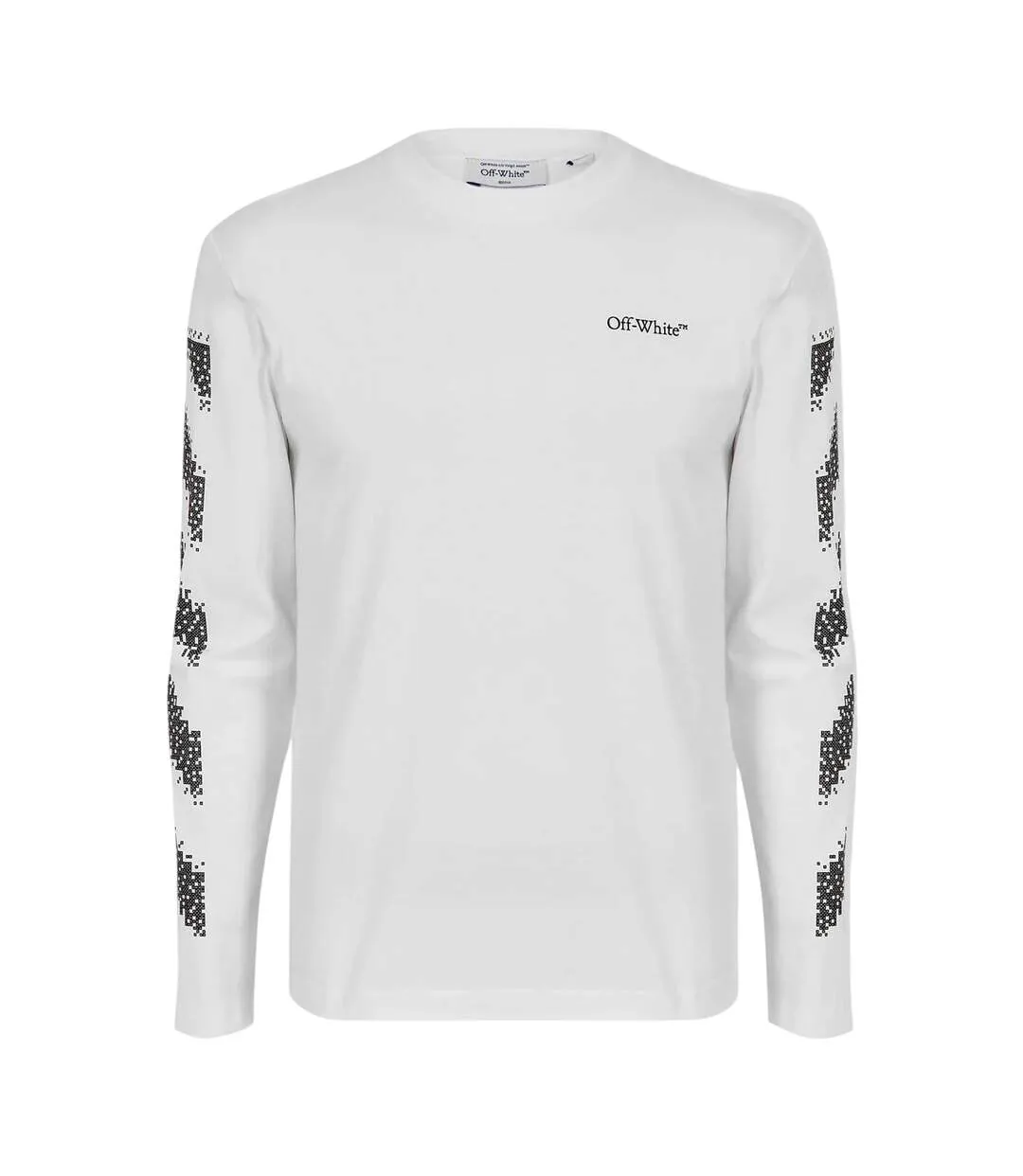 Mens Crew Neck Regular T-shirt White Black Off White-1