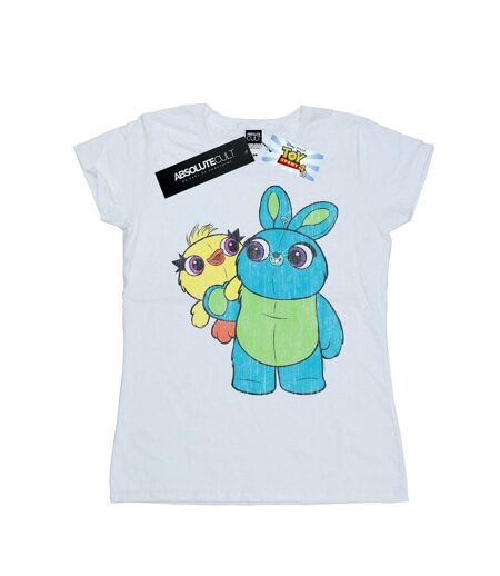 Disney Womens/Ladies Toy Story 4 Ducky And Bunny Distressed Pose Cotton T-Shirt (Blanc) - UTBI44439