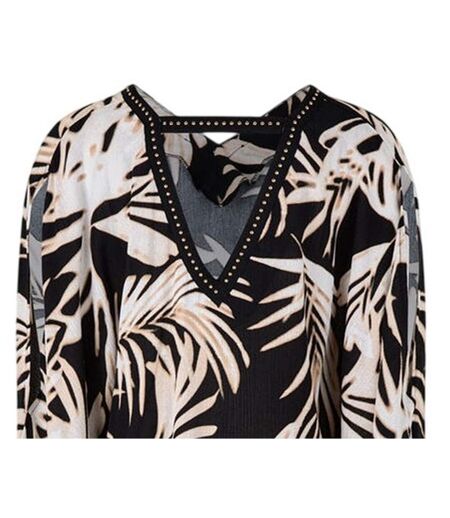 Womens/ladies Leaf Print V Neck Relaxed Fit Blouse Multicoloured Biba