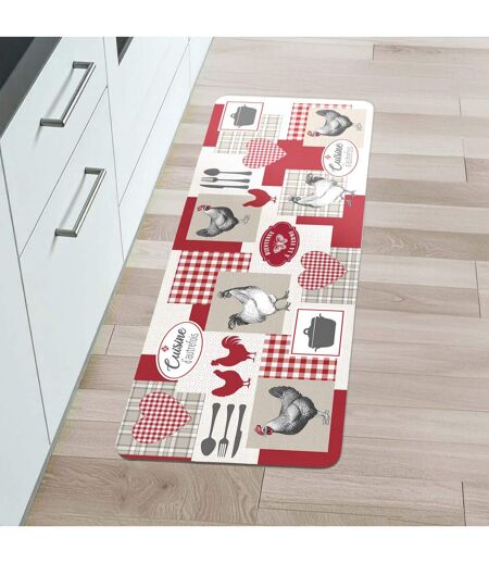 Tapis de Cuisine Mousse Vickie 45x120cm Rouge