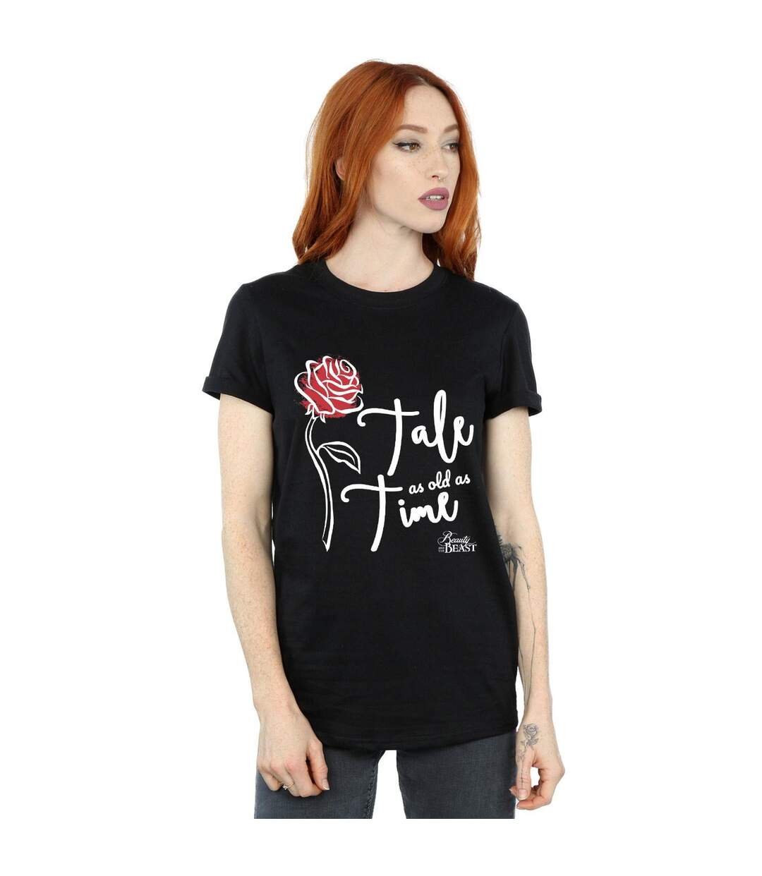 Disney Femmes/Les femmes Tale As Old As Time Rose Cotton Boyfriend T-Shirt (Noir) - UTBI42615-2