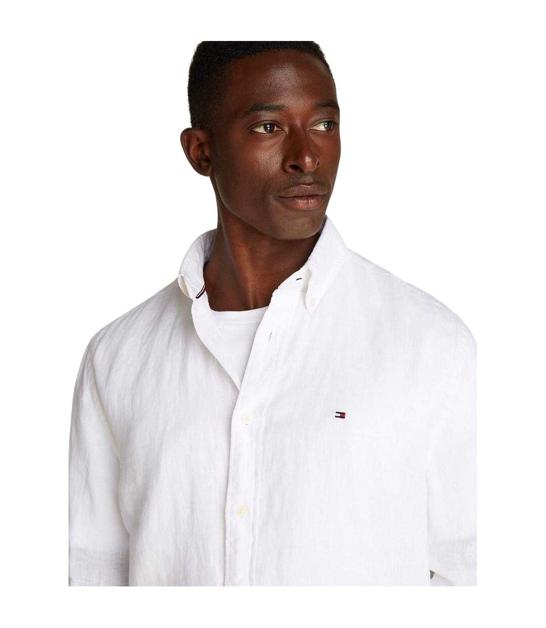 Mens Linen Regular Long-sleeved Shirt Optic White Tommy Hilfiger-4