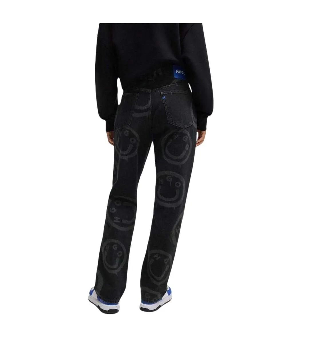 Mens Nate Graphic Print Jeans Black Hugo-3