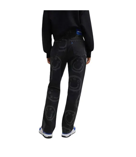 Mens Nate Graphic Print Jeans Black Hugo