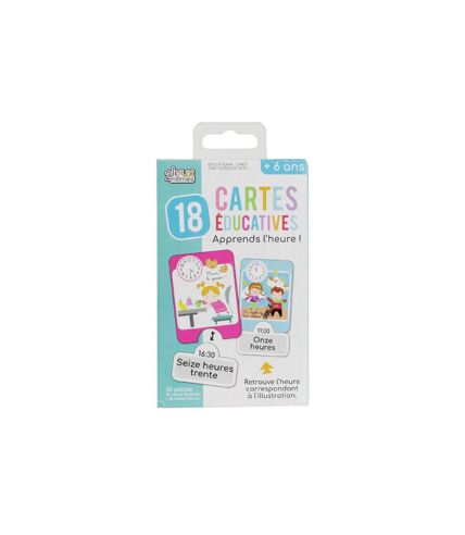 Jeu de Cartes Educatives J'apprends l'Heure 22cm Multicolore