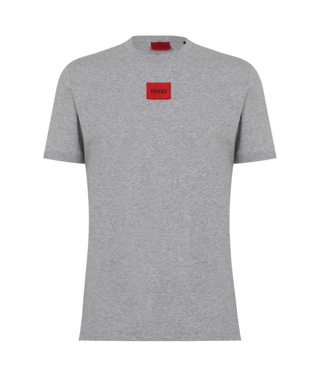 Mens Diragolino Chest Logo T-shirt Grey Hugo-1