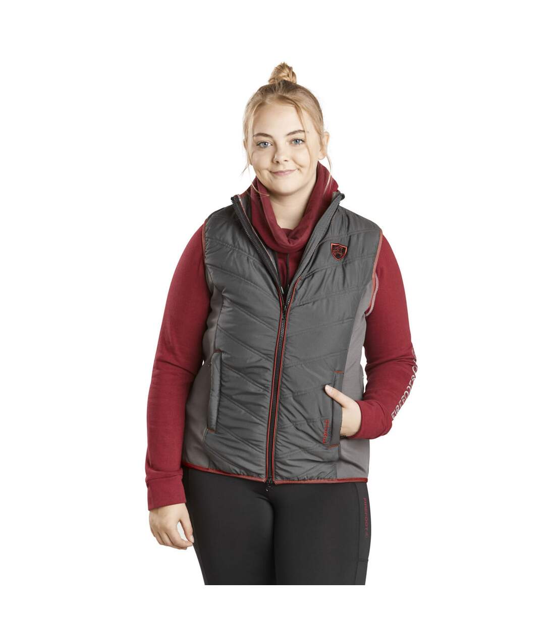 Womens/ladies padded gilet grey/merlot Firefoot