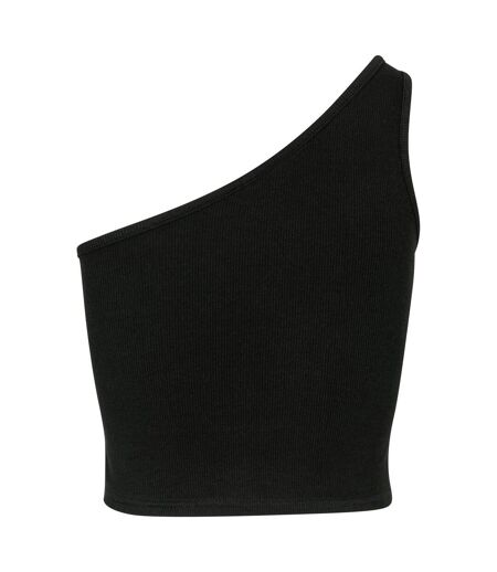 Womens/ladies Asymmetric Cropped Top Black Urban Classics