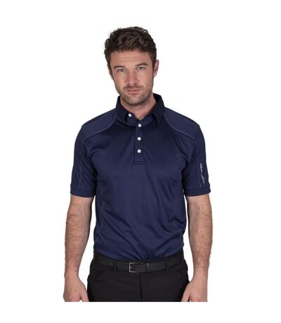 Mens Topstitched Golf Polo Shirt Navy Island Green