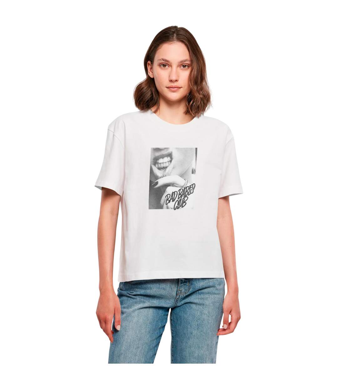 T-shirt Motif/style Lèvre Tatouée Femme Blanc Miss Tee-1