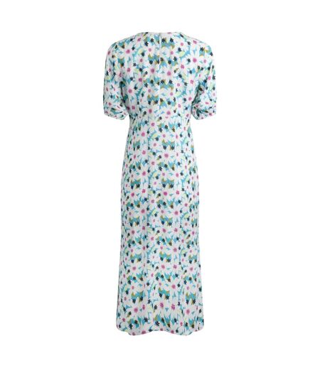 Womens/ladies everly floral midi dress washed blue Weird Fish