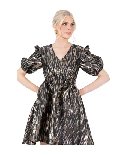 Robe Courte Femme Jaune Or Lovedrobe