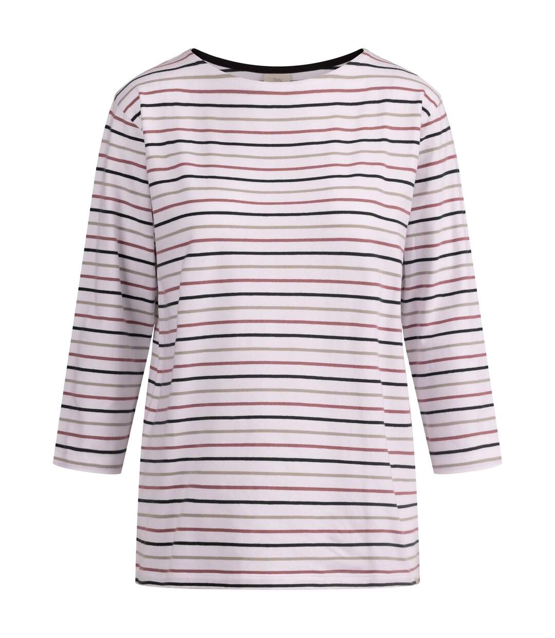 T-shirt Manches ¾ Motif/style Rayures Contrastées Farren Femme Blanc À Rayures Trespass-1