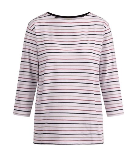 T-shirt Manches ¾ Motif/style Rayures Contrastées Farren Femme Blanc À Rayures Trespass