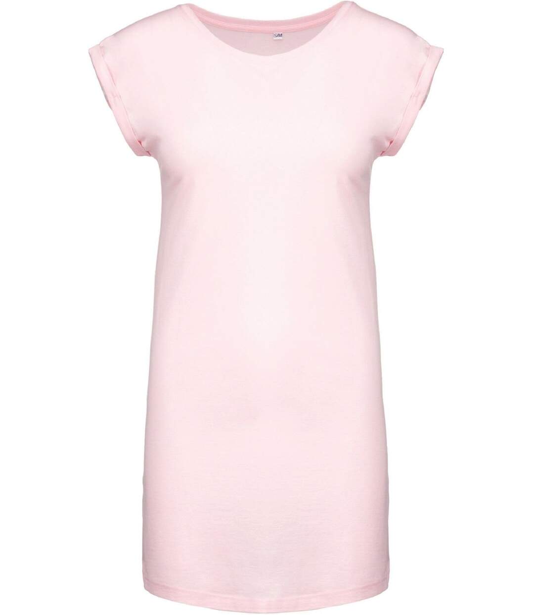 Robe t-shirt col rond manches courtes - K388 - rose - femme-2