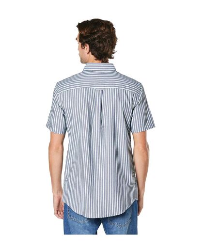 Mens oxford multi stripe short-sleeved shirt navy Maine