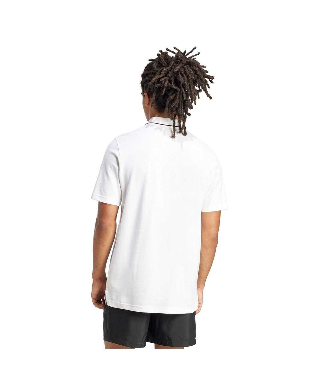 Polo Motif/style 3 Rayures Homme Blanc Noir Adidas-3