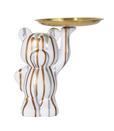 Vide-Poche Statue Ourson 23cm Blanc