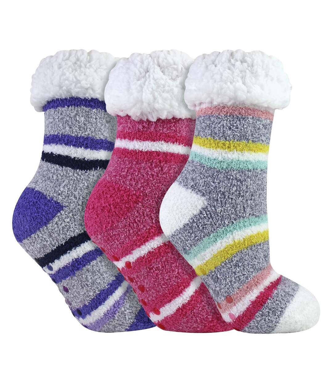 3 Pairs Ladies Soft Fluffy Lounge Socks | Warm Cosy Home Slipper Socks-3