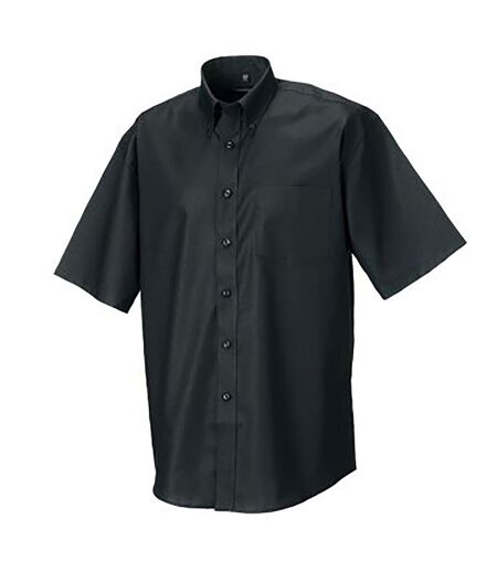 Russell Collection Mens Short Sleeve Easy Care Oxford Shirt (Black)