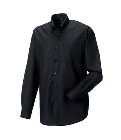 Russell Collection Mens Long Sleeve Easy Care Oxford Shirt (Black) - UTBC1023
