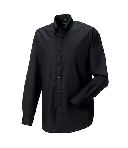 Russell Collection Mens Long Sleeve Easy Care Oxford Shirt (Black)