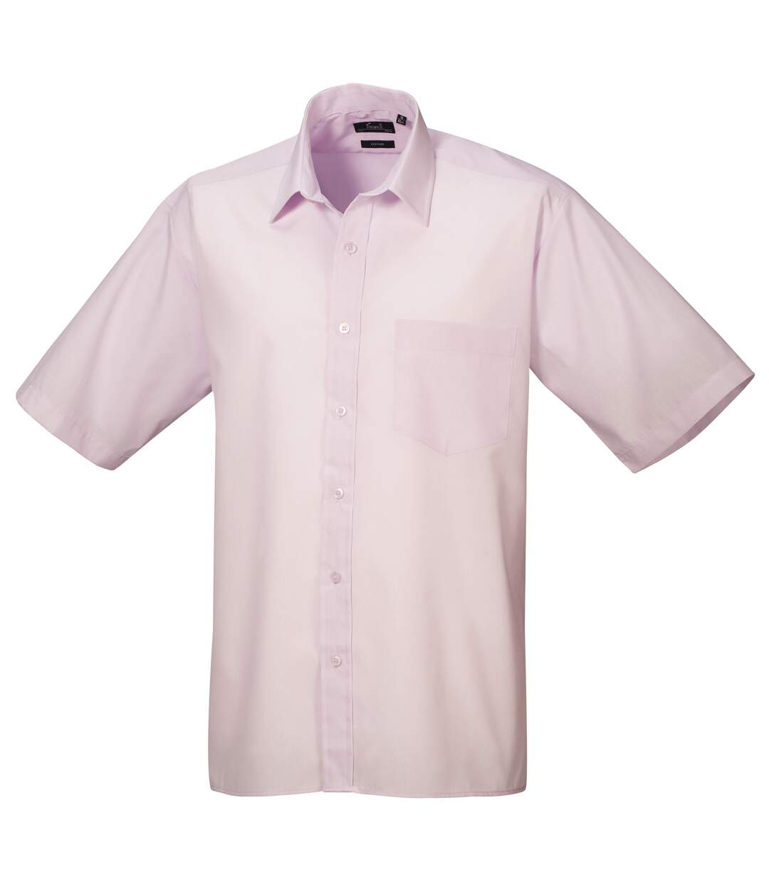 Mens short sleeve formal poplin plain work shirt pink Premier