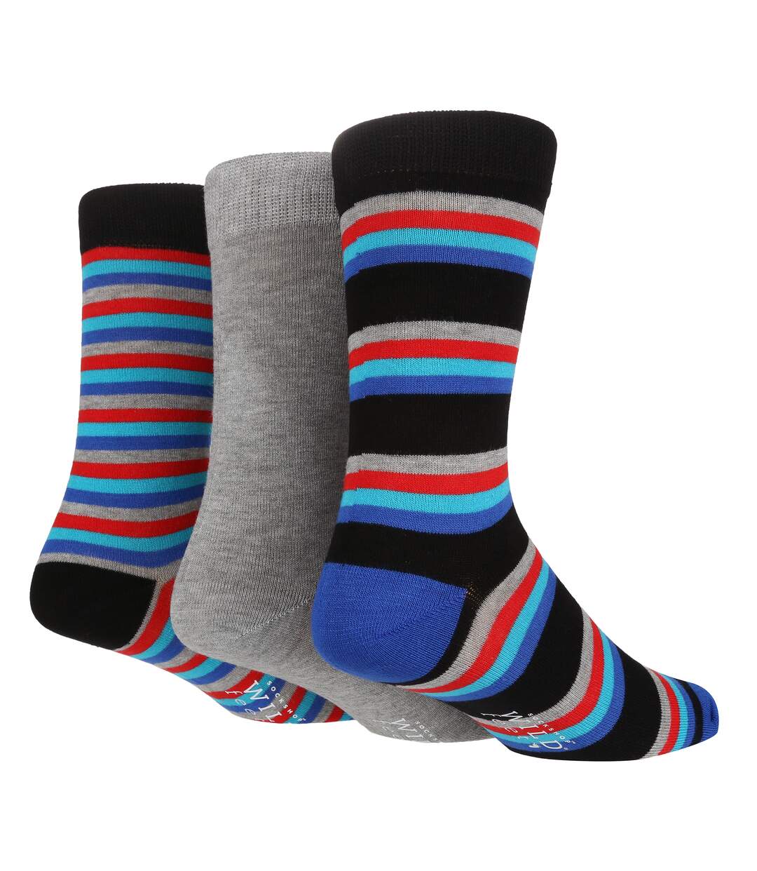 Wild Feet - 3 Paires Chaussettes Homme | Chaussettes Bambou Unies et Rayures