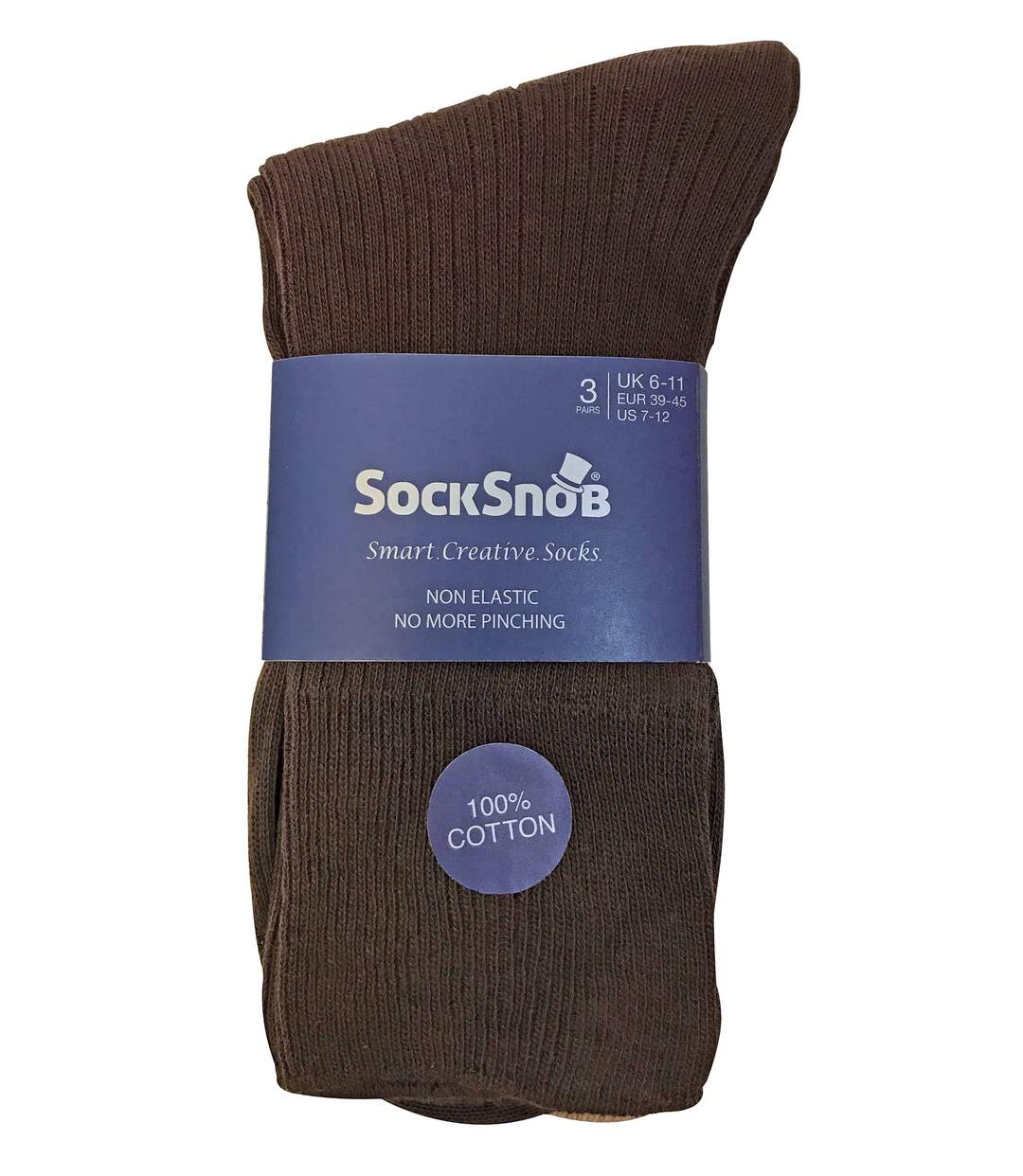 6 Pr Chaussettes en 100 Coton Homme sans Élastique