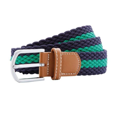 Ceinture stretch tressée à rayures - bicolore - AQ901 - bleu marine - kelly