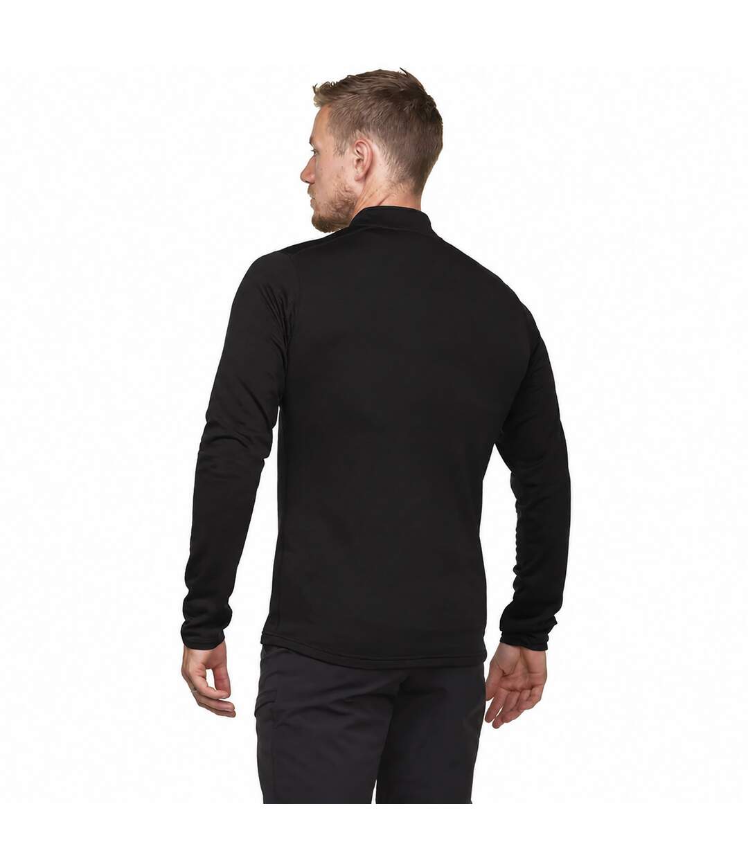 Mens Long Sleeve Fleece Half Zip Top with Thumb Loops for Hiking Outdoors-5