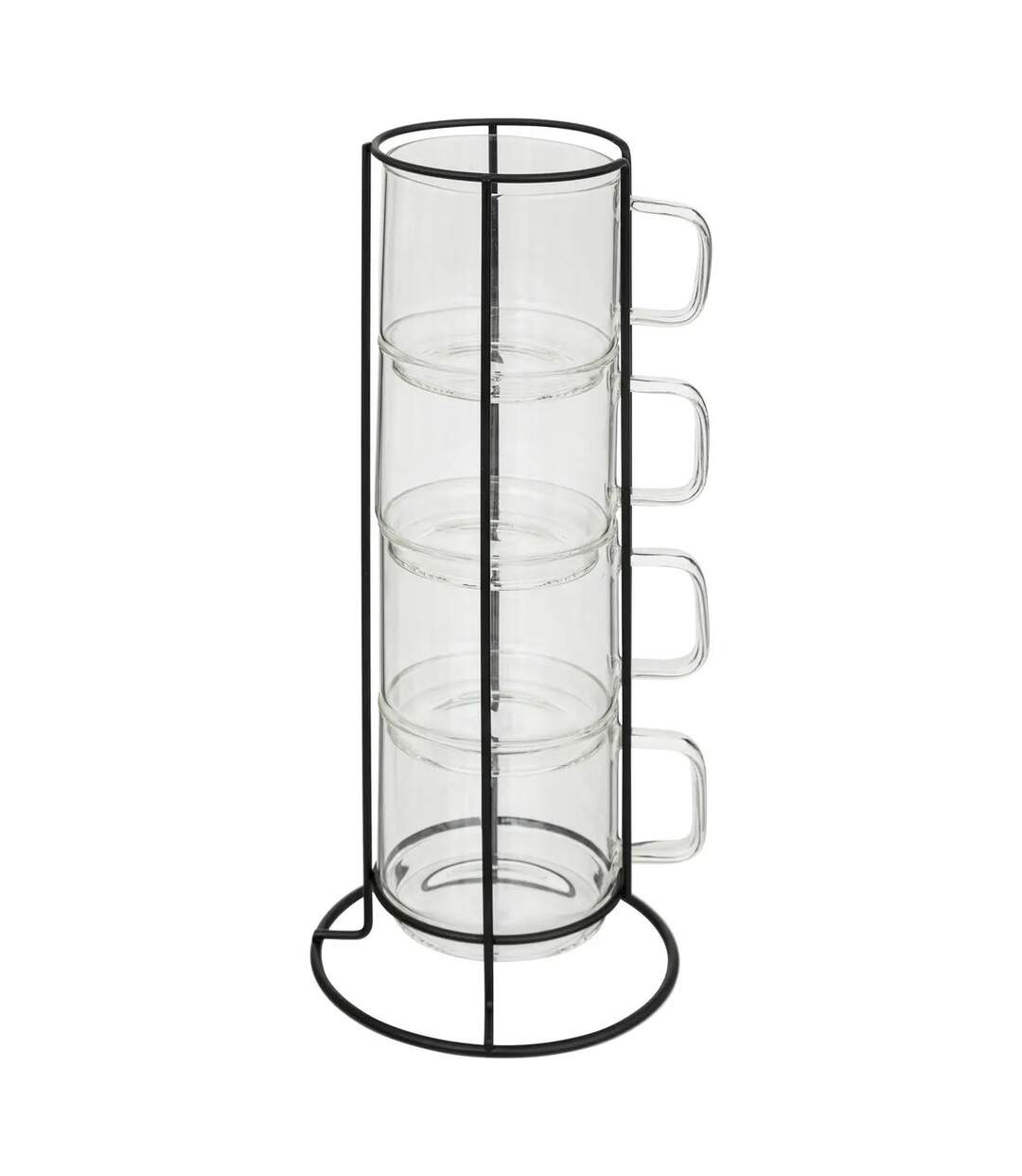 Lot de 4 Mugs sur Rack Mia 30cl Transparent-1
