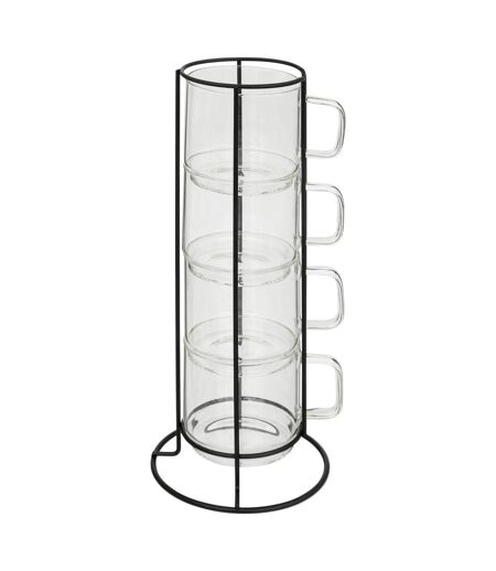 Lot de 4 Mugs sur Rack Mia 30cl Transparent