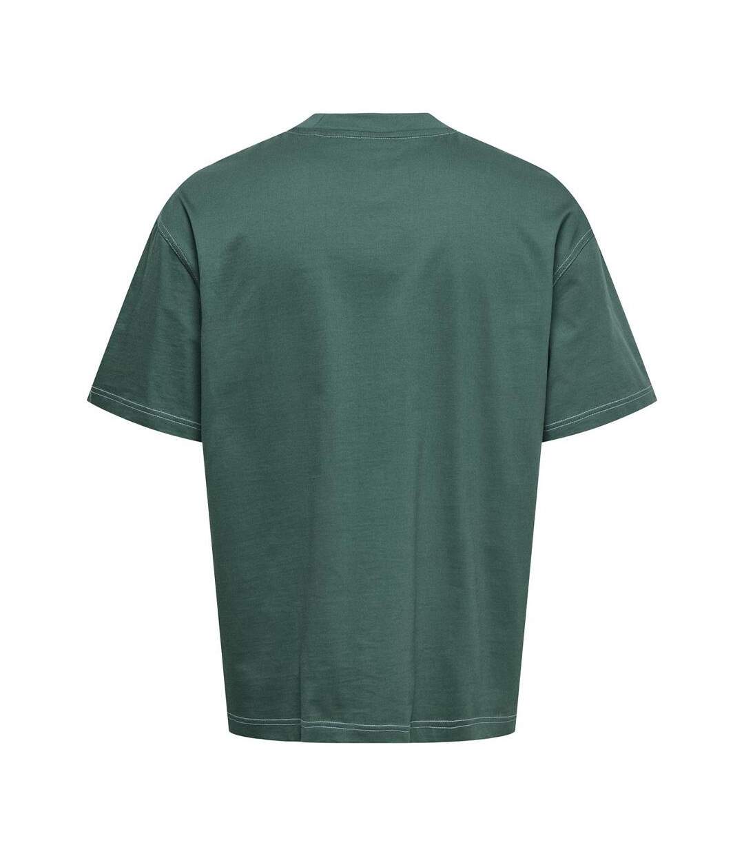 T-Shirt vert homme  only & sons larry life-2
