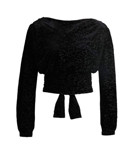 Womens/ladies Edevory Devore Wrap Top Black Boss
