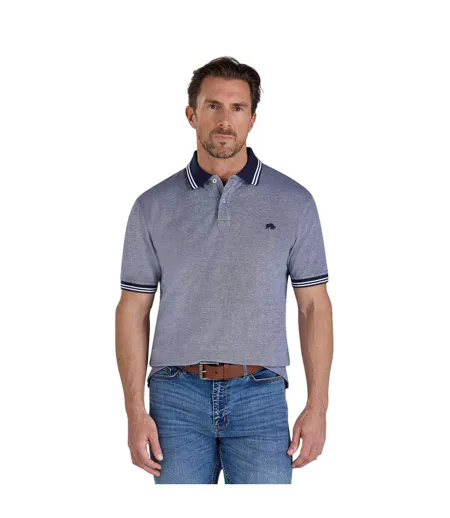 Mens Two Tone Pique Polo Shirt Navy Raging Bull