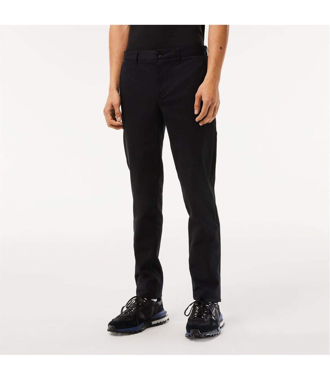 Mens Organic Cotton Slim Chinos Black Lacoste-2