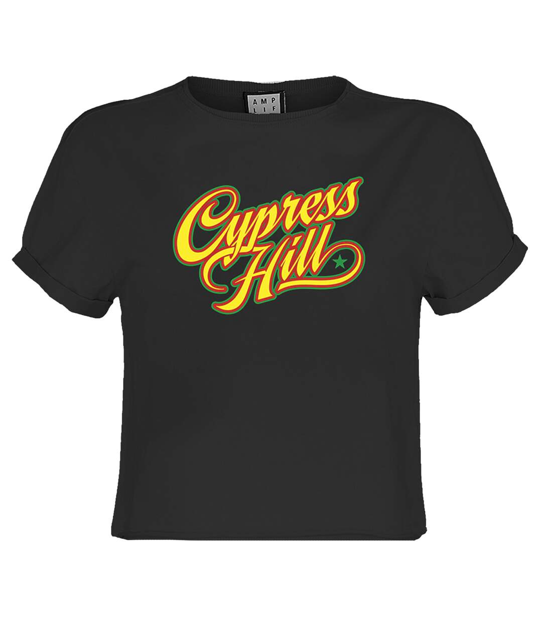 Womens/ladies Script Cypress Hill Crop Top Charcoal Amplified-1