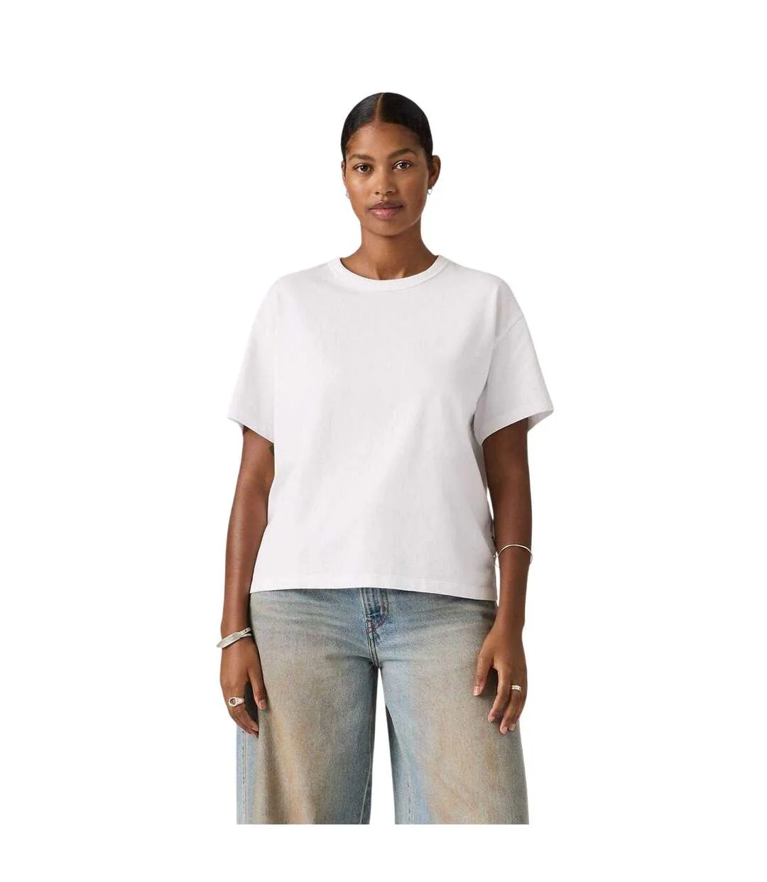 Womens/ladies Vintage Cotton T-shirt Bright White Levis-1