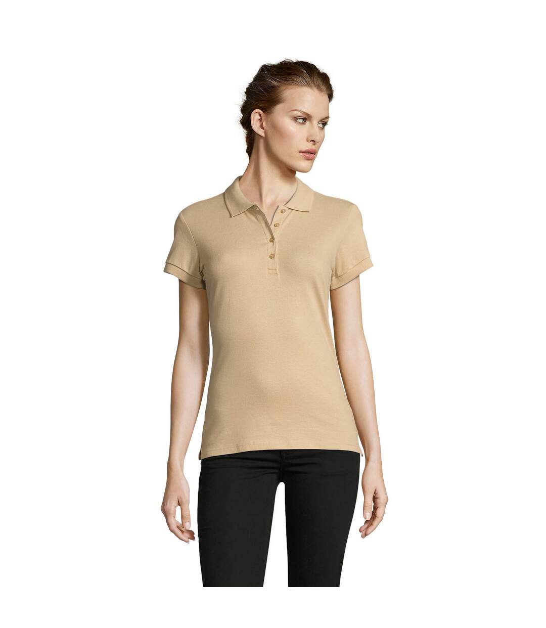 SOLS Womens/Ladies People Pique Short Sleeve Cotton Polo Shirt (Sand) - UTPC319