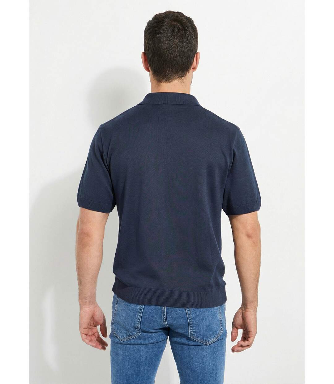 Polo zippé manches courtes rayures jacquard-2